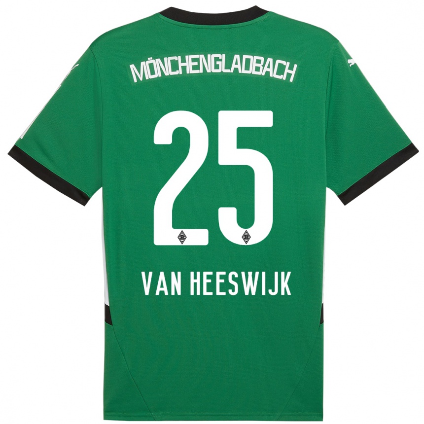 Niño Fútbol Camiseta Amber Van Heeswijk #25 Verde Blanco 2ª Equipación 2024/25 Argentina