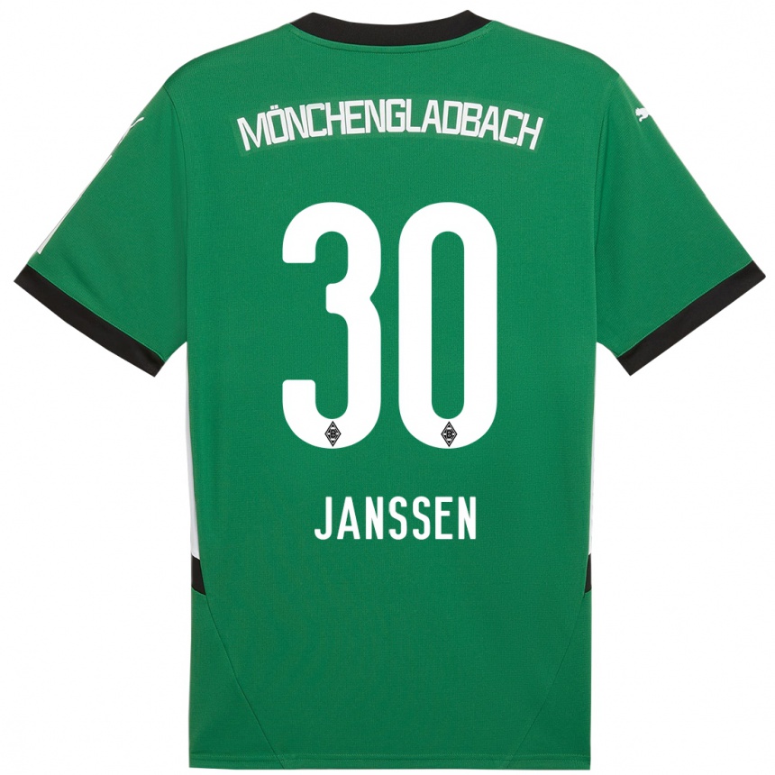 Niño Fútbol Camiseta Annalena Janssen #30 Verde Blanco 2ª Equipación 2024/25 Argentina