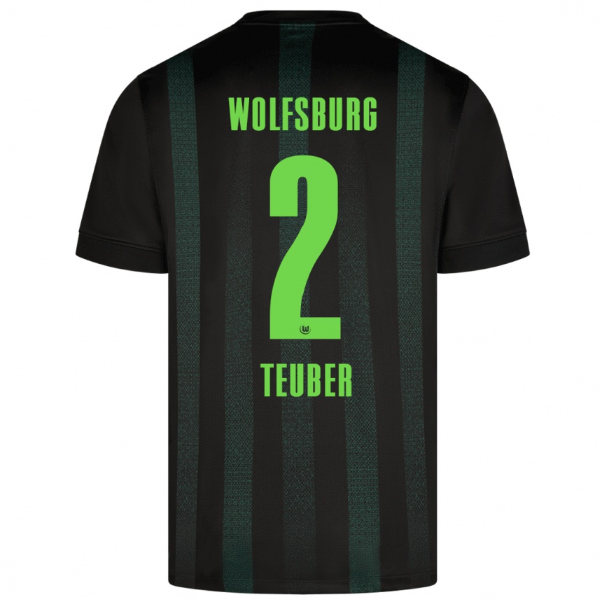 Niño Fútbol Camiseta Julius Teuber #2 Verde Oscuro 2ª Equipación 2024/25 Argentina