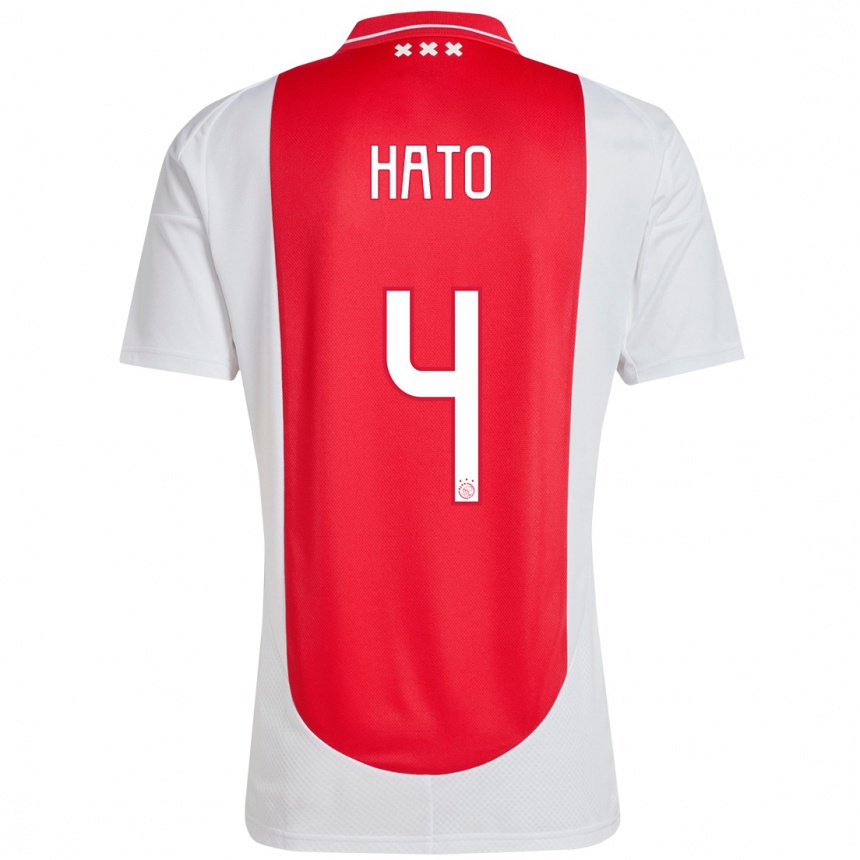 Hombre Fútbol Camiseta Jorrel Hato #4 Rojo Blanco 1ª Equipación 2024/25 Argentina