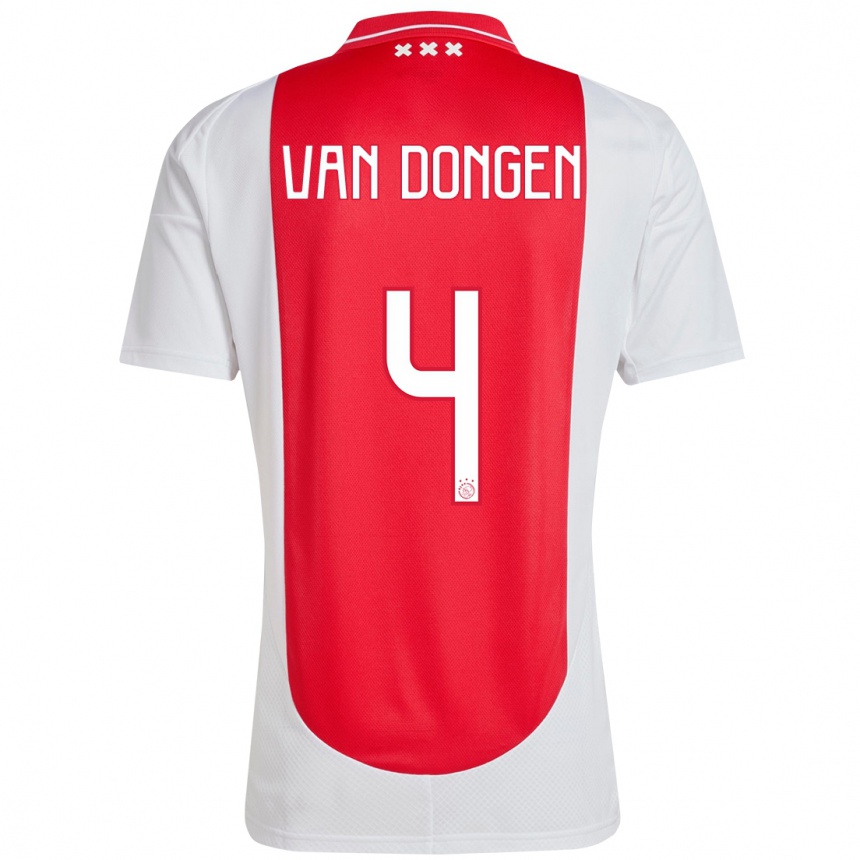 Hombre Fútbol Camiseta Bram Van Dongen #4 Rojo Blanco 1ª Equipación 2024/25 Argentina