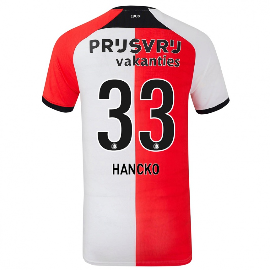 Hombre Fútbol Camiseta David Hancko #33 Rojo Blanco 1ª Equipación 2024/25 Argentina