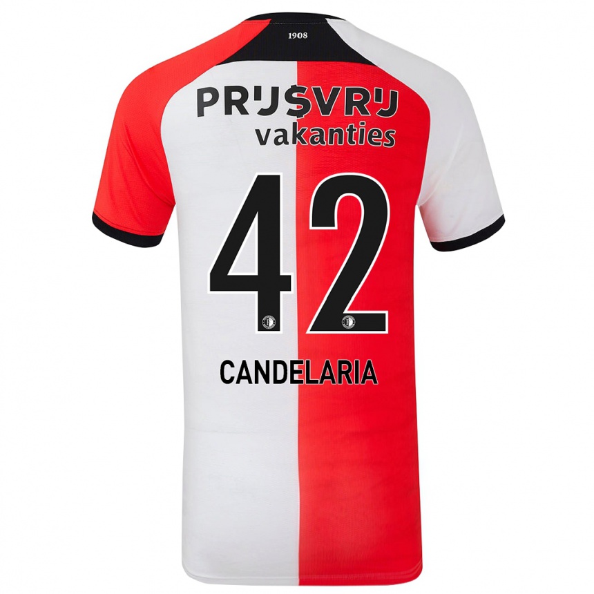 Hombre Fútbol Camiseta Jayden Candelaria #42 Rojo Blanco 1ª Equipación 2024/25 Argentina