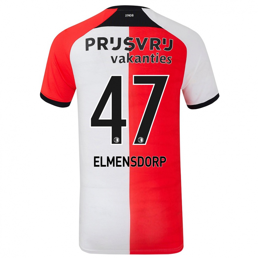 Hombre Fútbol Camiseta Paris Elmensdorp #47 Rojo Blanco 1ª Equipación 2024/25 Argentina