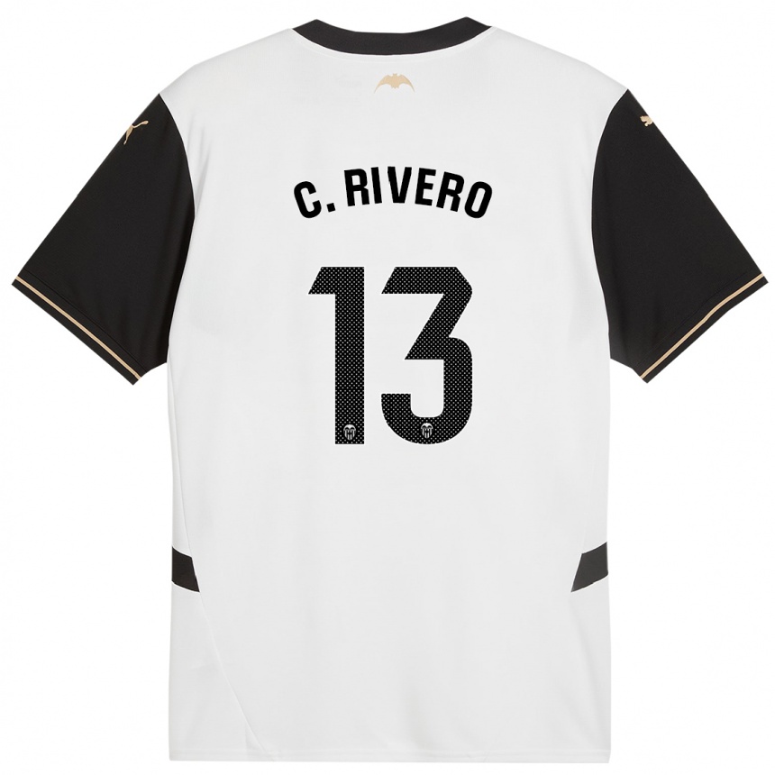 Hombre Fútbol Camiseta Cristian Rivero #13 Blanco Negro 1ª Equipación 2024/25 Argentina