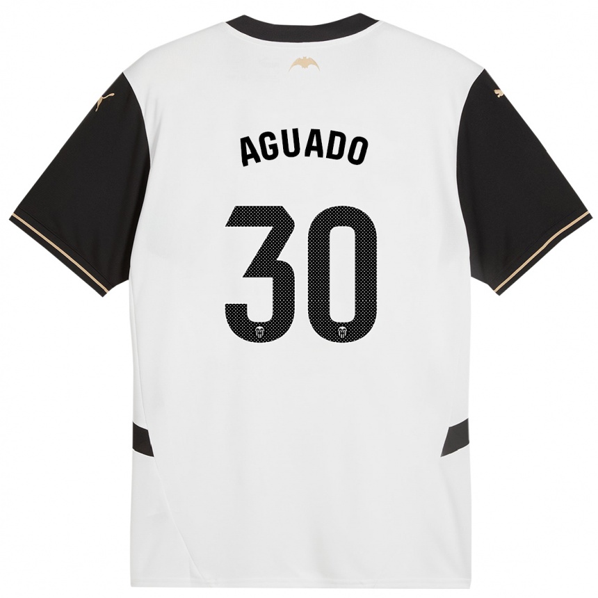 Hombre Fútbol Camiseta Julia Aguado #30 Blanco Negro 1ª Equipación 2024/25 Argentina