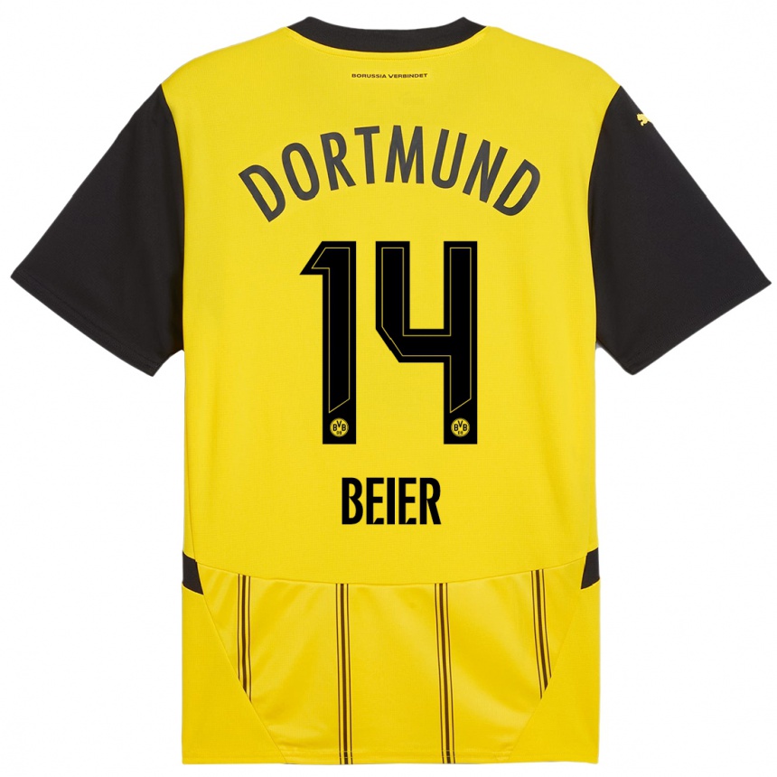 Hombre Fútbol Camiseta Maximilian Beier #14 Amarillo Negro 1ª Equipación 2024/25 Argentina