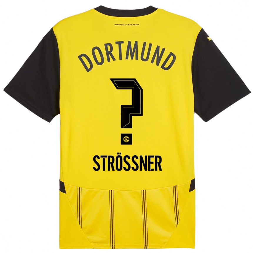 Hombre Fútbol Camiseta Lenni Strößner #0 Amarillo Negro 1ª Equipación 2024/25 Argentina