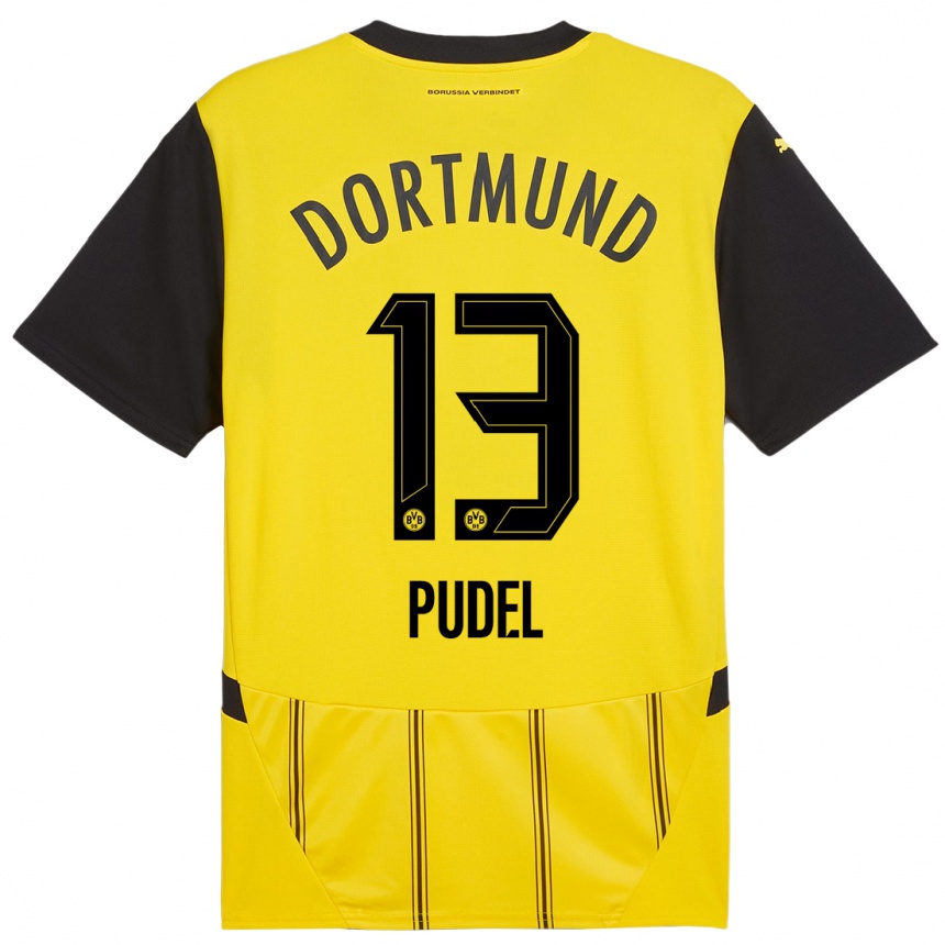 Hombre Fútbol Camiseta Bjarne Pudel #13 Amarillo Negro 1ª Equipación 2024/25 Argentina