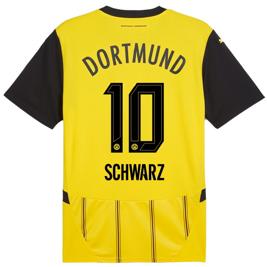 Hombre Fútbol Camiseta Oskar Schwarz #10 Amarillo Negro 1ª Equipación 2024/25 Argentina