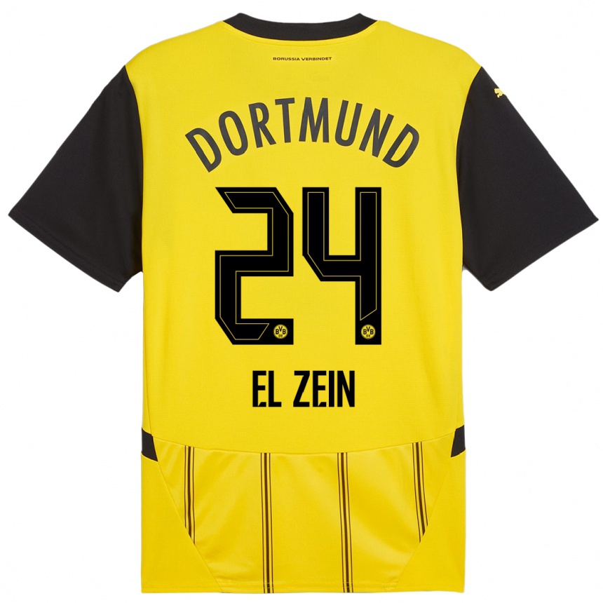 Hombre Fútbol Camiseta Abu-Bekir Omer El-Zein #24 Amarillo Negro 1ª Equipación 2024/25 Argentina