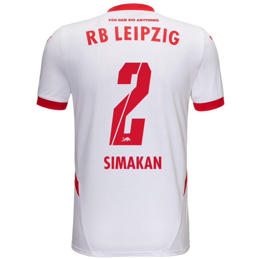 Hombre Fútbol Camiseta Mohamed Simakan #2 Blanco Rojo 1ª Equipación 2024/25 Argentina