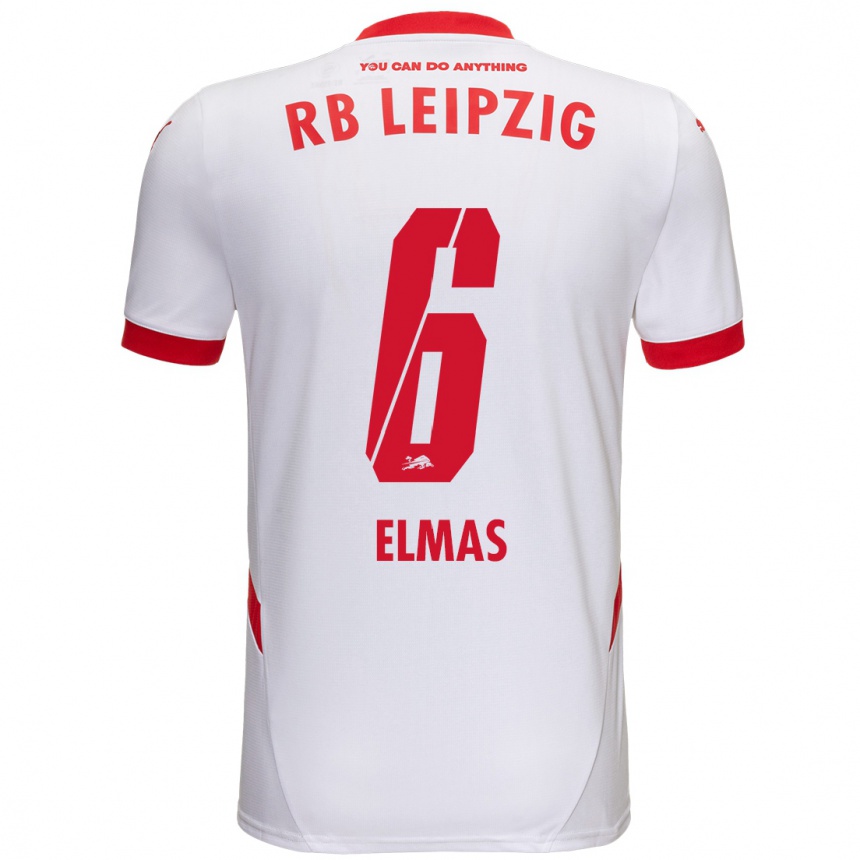 Hombre Fútbol Camiseta Eljif Elmas #6 Blanco Rojo 1ª Equipación 2024/25 Argentina