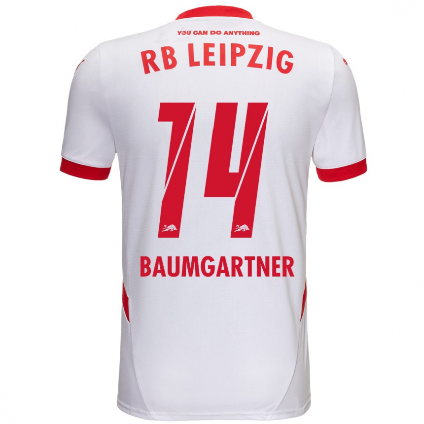 Hombre Fútbol Camiseta Christoph Baumgartner #14 Blanco Rojo 1ª Equipación 2024/25 Argentina