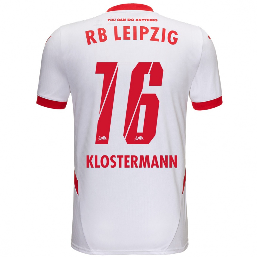 Hombre Fútbol Camiseta Lukas Klostermann #16 Blanco Rojo 1ª Equipación 2024/25 Argentina