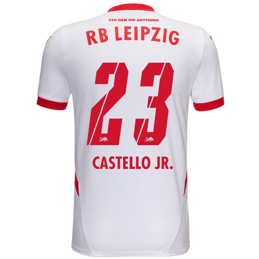 Hombre Fútbol Camiseta Castello Lukeba #23 Blanco Rojo 1ª Equipación 2024/25 Argentina