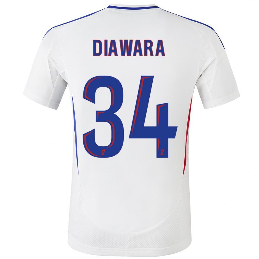 Hombre Fútbol Camiseta Mahamadou Diawara #34 Blanco Azul 1ª Equipación 2024/25 Argentina