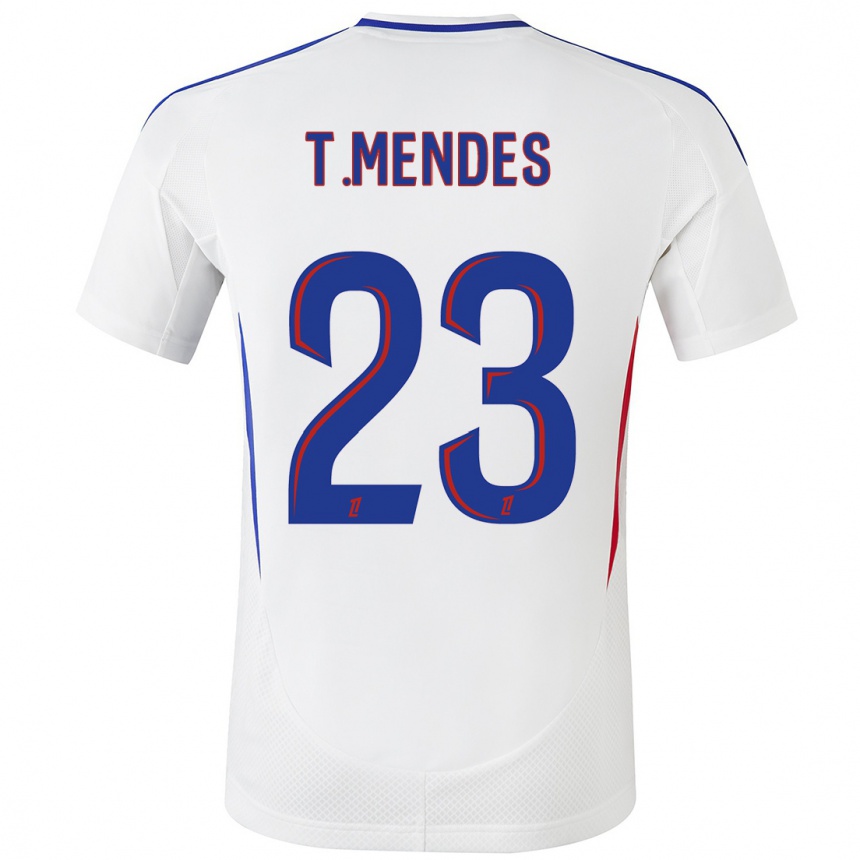 Hombre Fútbol Camiseta Thiago Mendes #23 Blanco Azul 1ª Equipación 2024/25 Argentina