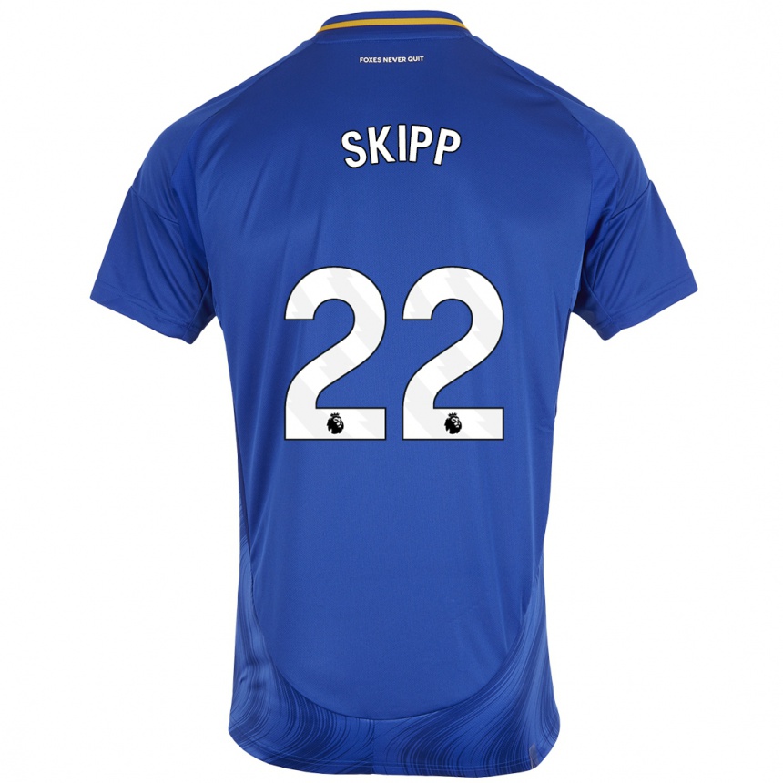 Hombre Fútbol Camiseta Oliver Skipp #22 Azul Blanco 1ª Equipación 2024/25 Argentina