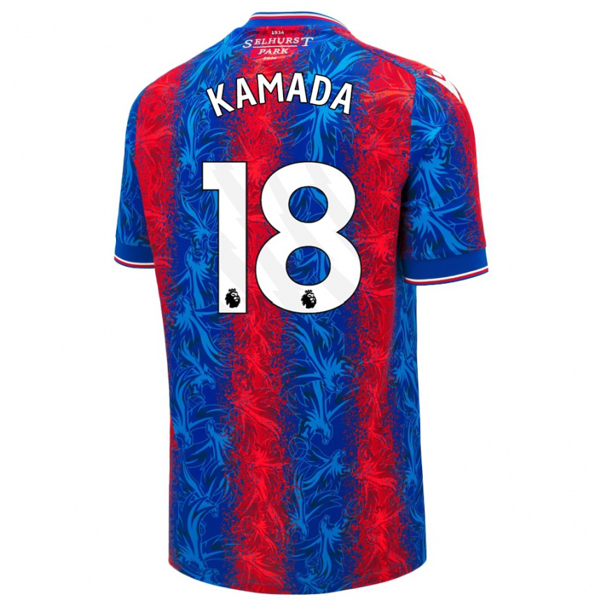 Hombre Fútbol Camiseta Daichi Kamada #18 Rayas Rojas Y Azules 1ª Equipación 2024/25 Argentina