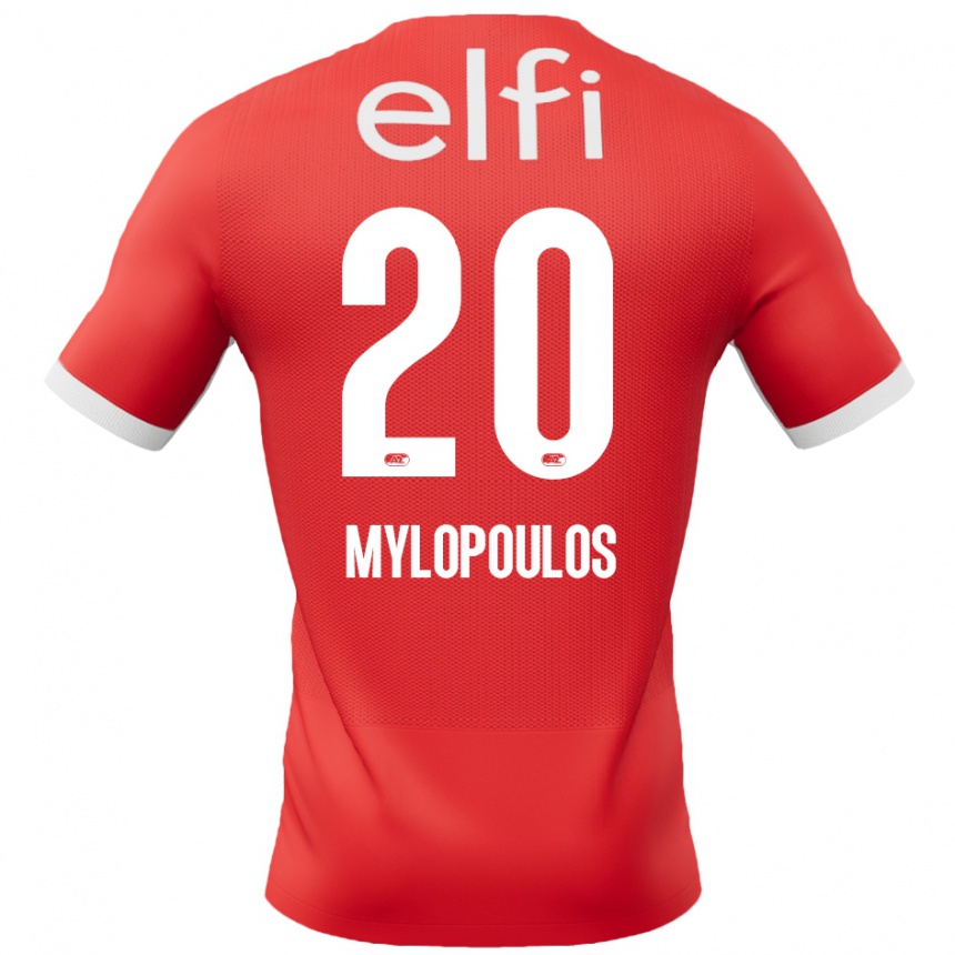 Hombre Fútbol Camiseta Marios Mylopoulos #20 Rojo Blanco 1ª Equipación 2024/25 Argentina