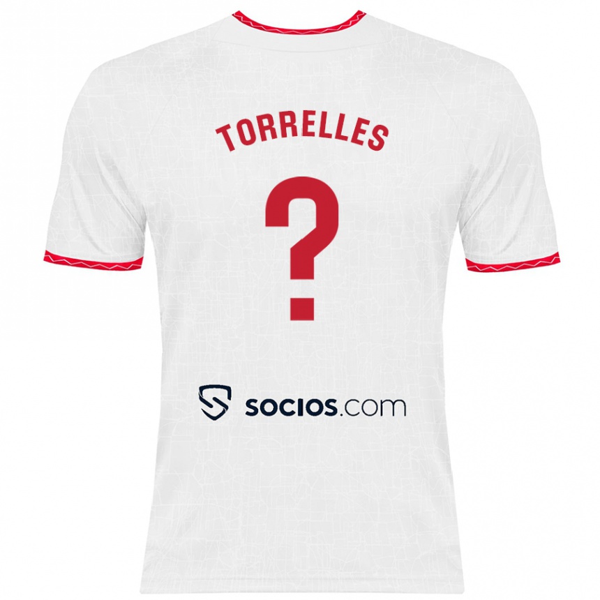 Hombre Fútbol Camiseta Genís Torrelles #0 Blanco Rojo 1ª Equipación 2024/25 Argentina