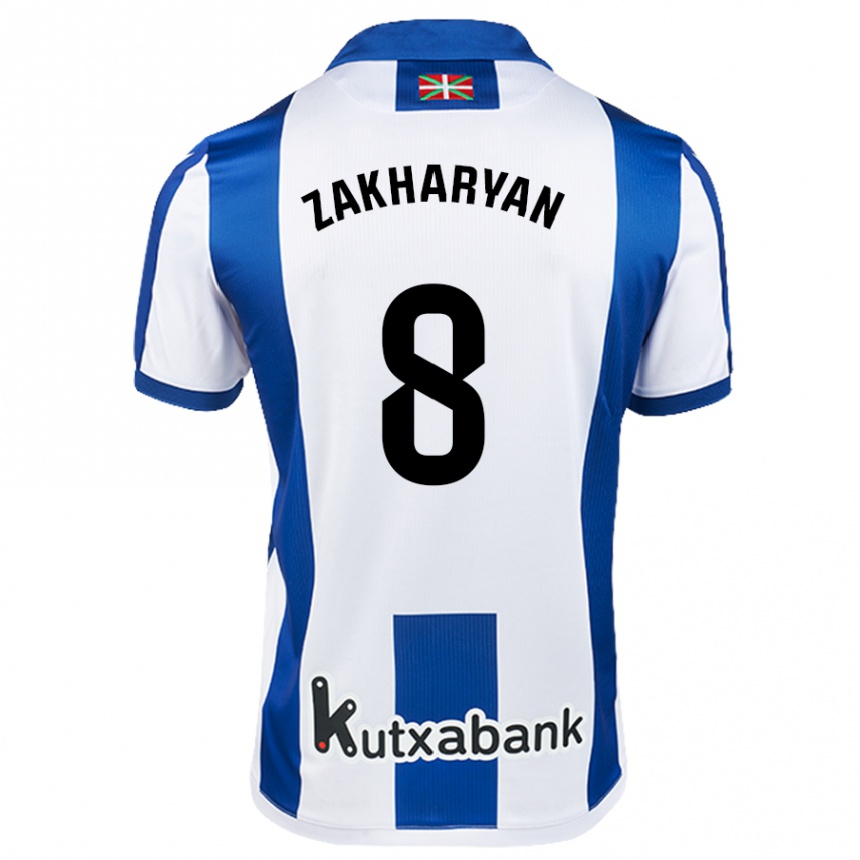 Hombre Fútbol Camiseta Arsen Zakharyan #8 Blanco Azul 1ª Equipación 2024/25 Argentina