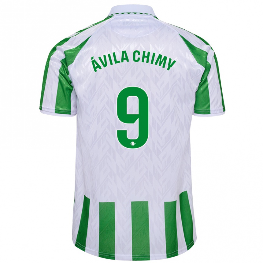 Hombre Fútbol Camiseta Chimy Ávila #9 Verde Rayas Blancas 1ª Equipación 2024/25 Argentina