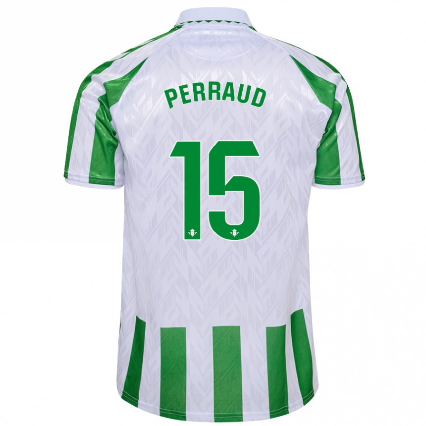 Hombre Fútbol Camiseta Romain Perraud #15 Verde Rayas Blancas 1ª Equipación 2024/25 Argentina