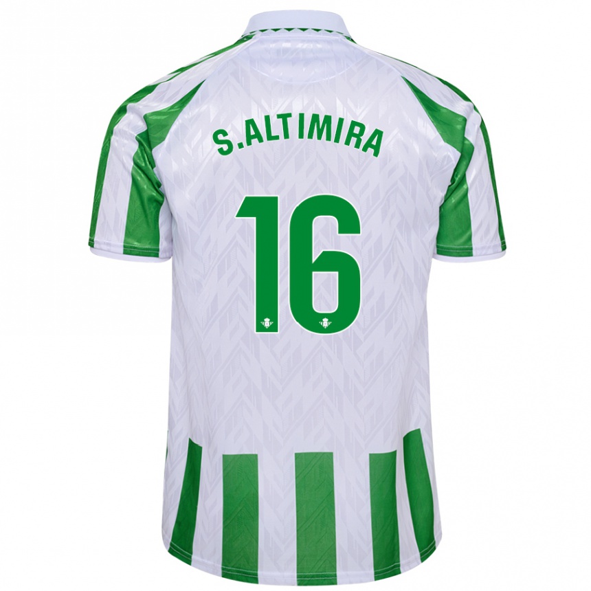 Hombre Fútbol Camiseta Sergi Altimira #16 Verde Rayas Blancas 1ª Equipación 2024/25 Argentina