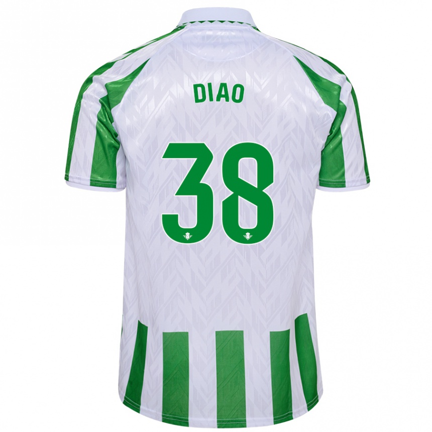 Hombre Fútbol Camiseta Assane Diao #38 Verde Rayas Blancas 1ª Equipación 2024/25 Argentina