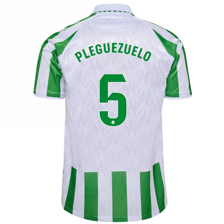 Hombre Fútbol Camiseta Xavi Pleguezuelo #5 Verde Rayas Blancas 1ª Equipación 2024/25 Argentina