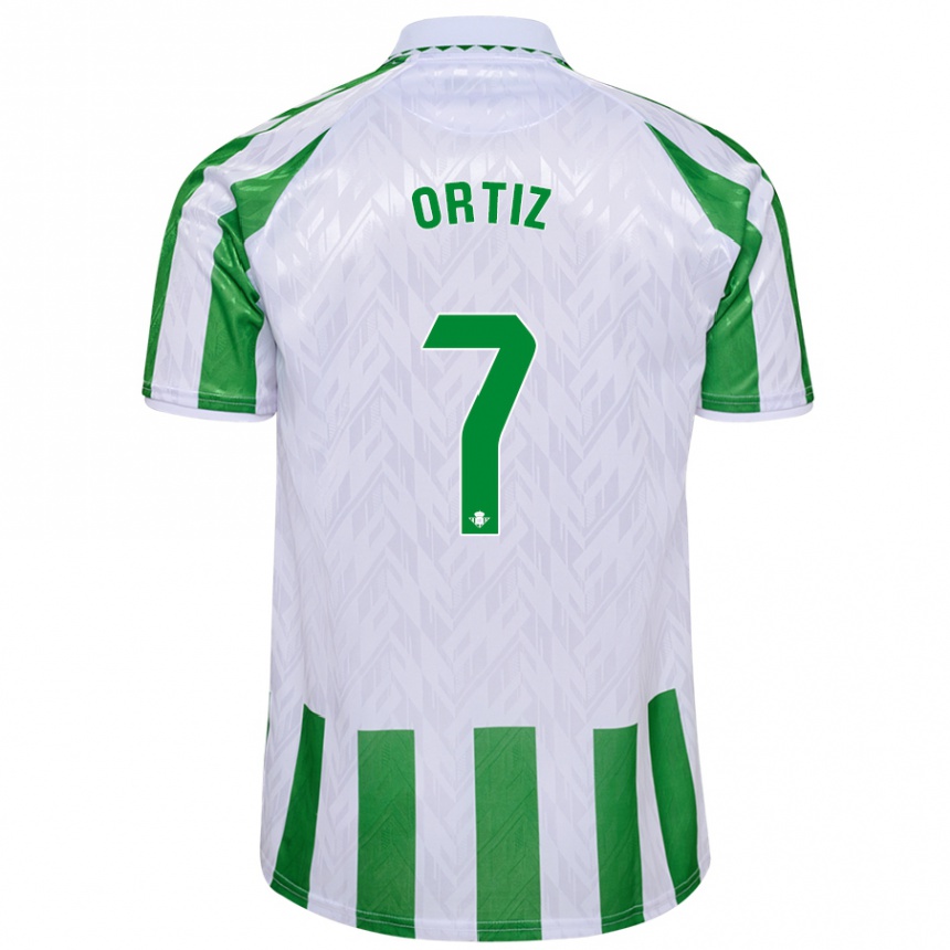 Hombre Fútbol Camiseta Ángel Ortiz #7 Verde Rayas Blancas 1ª Equipación 2024/25 Argentina