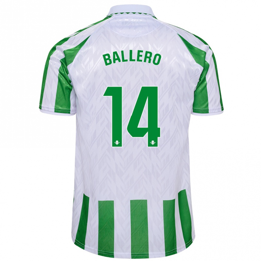 Hombre Fútbol Camiseta Sander Ballero #14 Verde Rayas Blancas 1ª Equipación 2024/25 Argentina