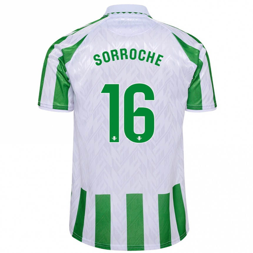 Hombre Fútbol Camiseta Ginés Sorroche #16 Verde Rayas Blancas 1ª Equipación 2024/25 Argentina