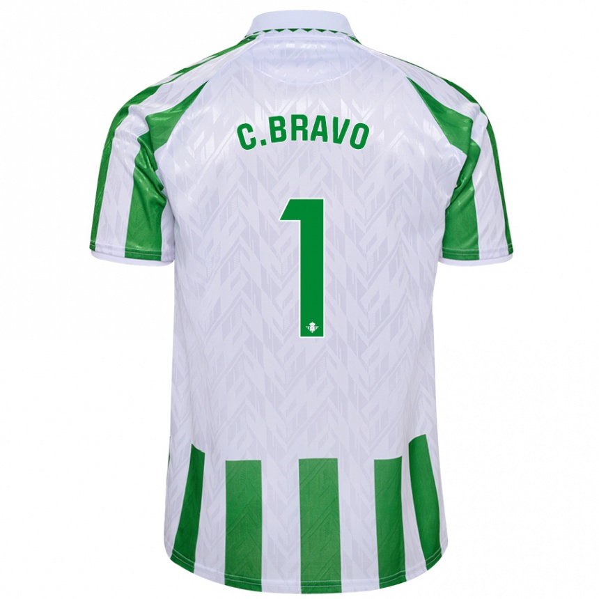 Hombre Fútbol Camiseta Claudio Bravo #1 Verde Rayas Blancas 1ª Equipación 2024/25 Argentina