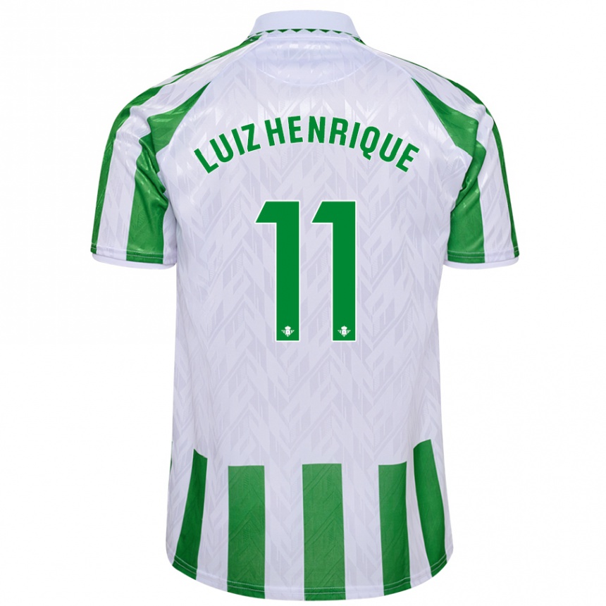 Hombre Fútbol Camiseta Luiz Henrique #11 Verde Rayas Blancas 1ª Equipación 2024/25 Argentina