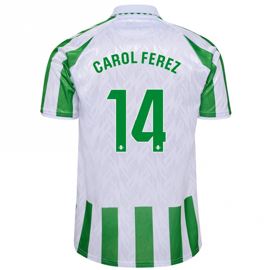 Hombre Fútbol Camiseta Carolina Férez Méndez #14 Verde Rayas Blancas 1ª Equipación 2024/25 Argentina