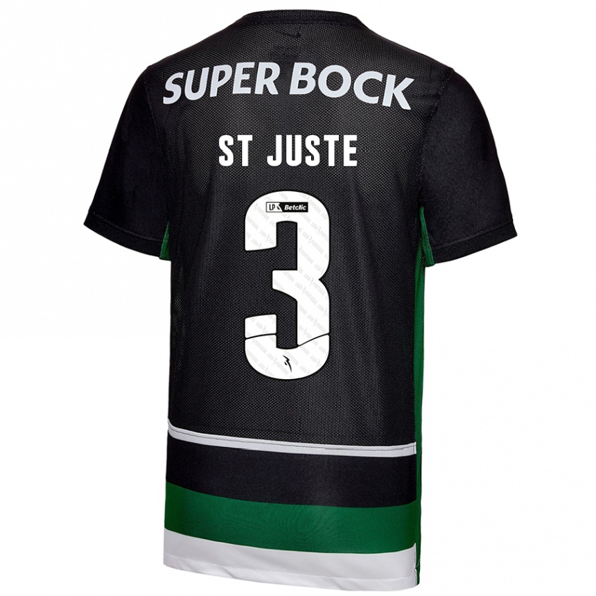 Hombre Fútbol Camiseta Jerry St. Juste #3 Negro Blanco Verde 1ª Equipación 2024/25 Argentina