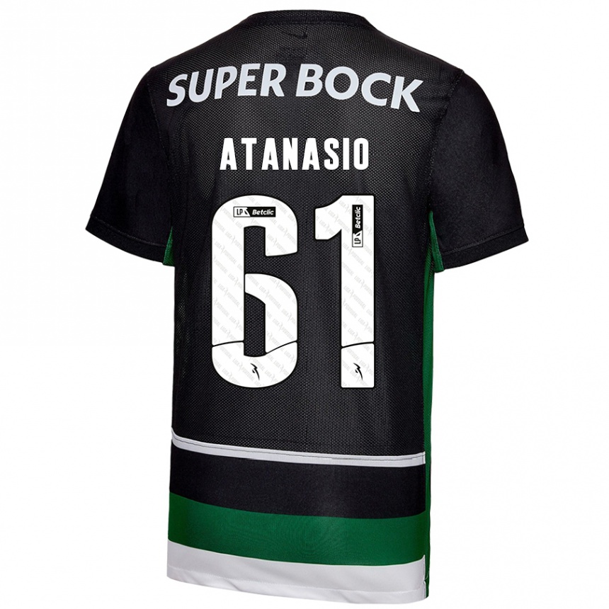 Hombre Fútbol Camiseta Atanásio #61 Negro Blanco Verde 1ª Equipación 2024/25 Argentina