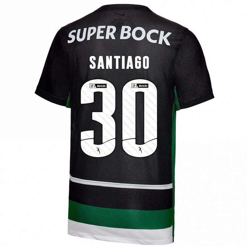 Hombre Fútbol Camiseta Carolina Santiago #30 Negro Blanco Verde 1ª Equipación 2024/25 Argentina