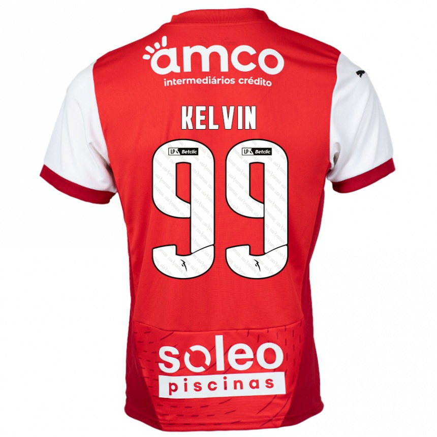 Hombre Fútbol Camiseta Kauan Kelvin #99 Rojo Blanco 1ª Equipación 2024/25 Argentina