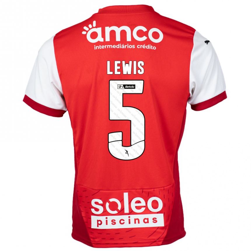 Hombre Fútbol Camiseta Leah Lewis #5 Rojo Blanco 1ª Equipación 2024/25 Argentina