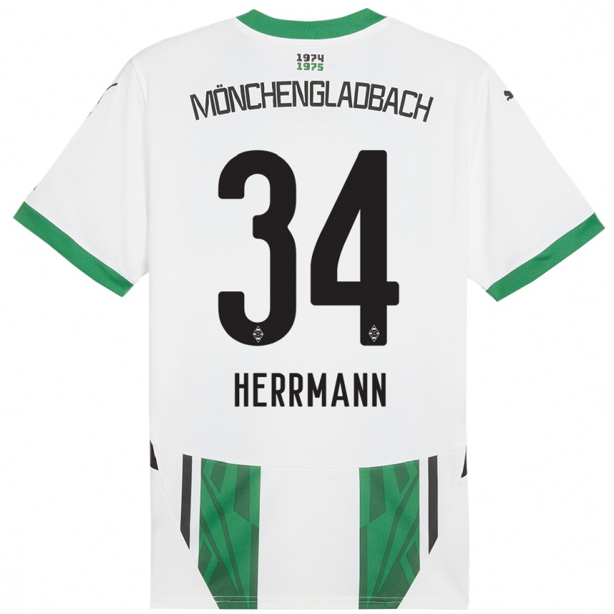 Hombre Fútbol Camiseta Charles Herrmann #34 Blanco Verde 1ª Equipación 2024/25 Argentina