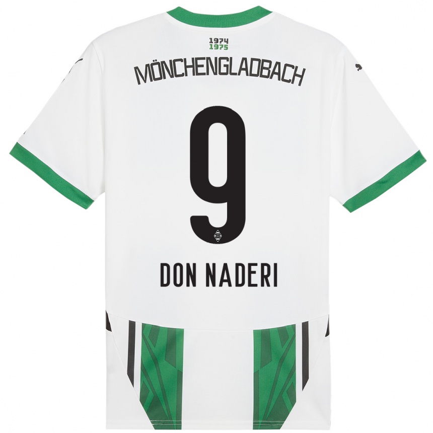 Hombre Fútbol Camiseta Ryan Don Naderi #9 Blanco Verde 1ª Equipación 2024/25 Argentina