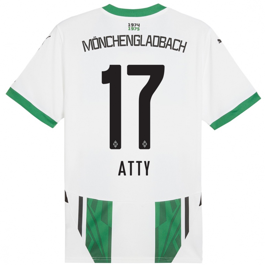 Hombre Fútbol Camiseta Yassir Atty #17 Blanco Verde 1ª Equipación 2024/25 Argentina