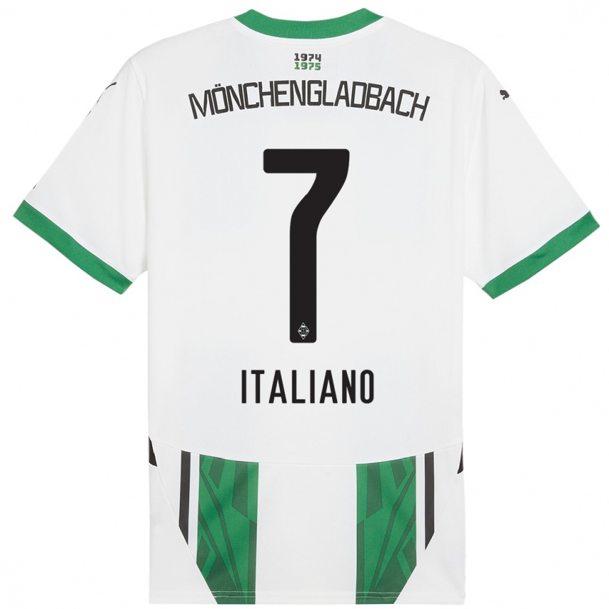 Hombre Fútbol Camiseta Jacob Italiano #7 Blanco Verde 1ª Equipación 2024/25 Argentina