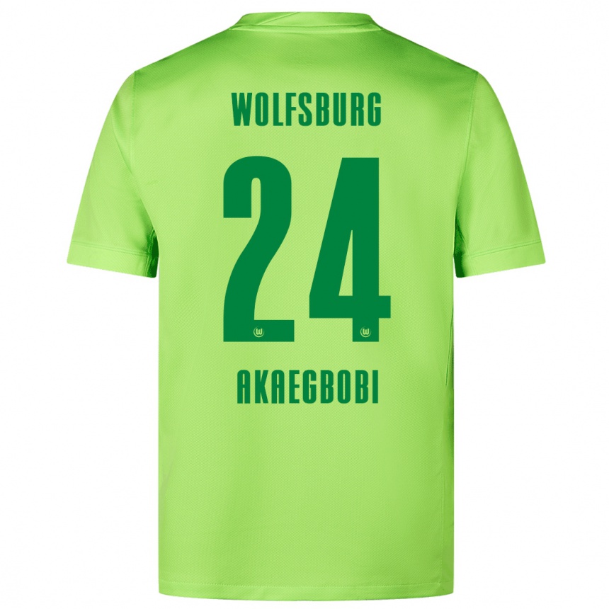 Hombre Fútbol Camiseta Jonathan Akaegbobi #24 Verde Fluorescente 1ª Equipación 2024/25 Argentina