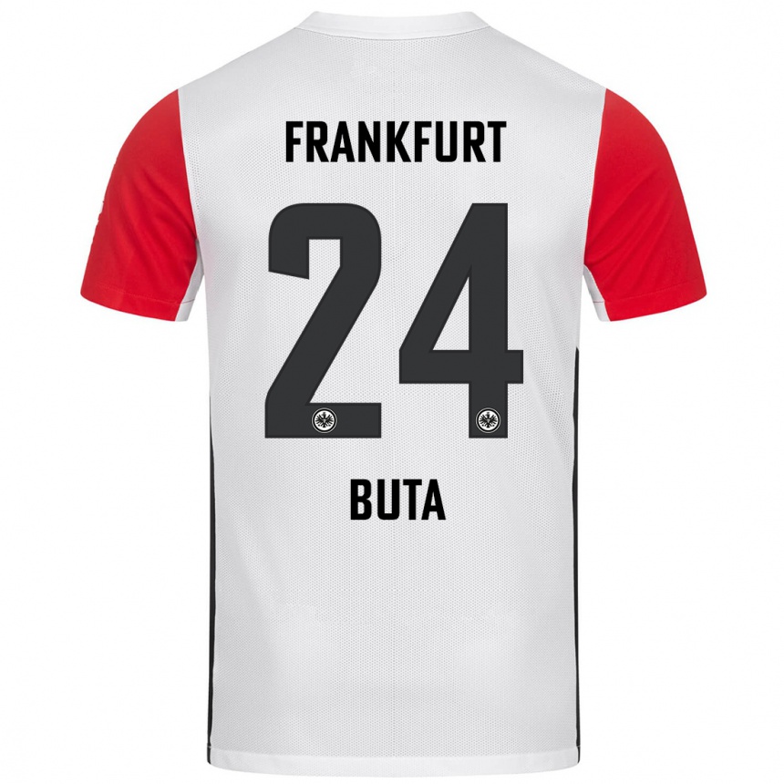 Hombre Fútbol Camiseta Aurélio Buta #24 Blanco Rojo 1ª Equipación 2024/25 Argentina