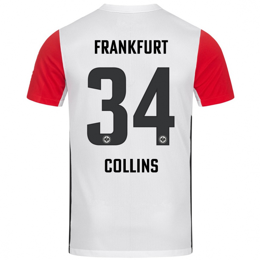 Hombre Fútbol Camiseta Nnamdi Collins #34 Blanco Rojo 1ª Equipación 2024/25 Argentina